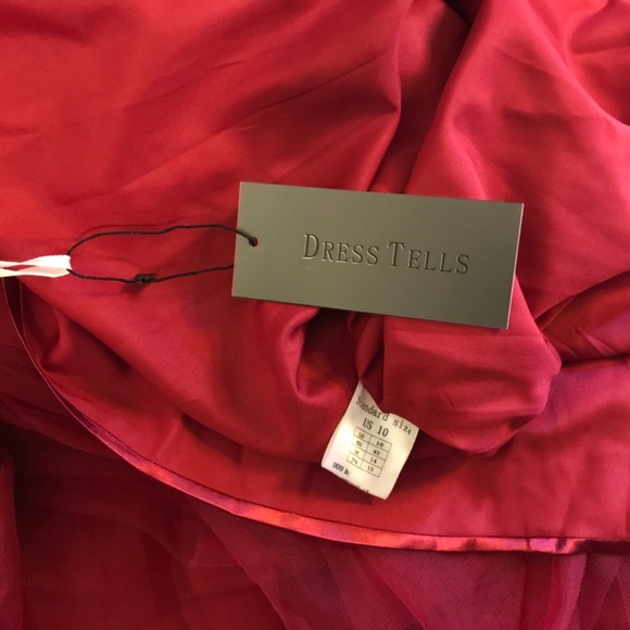 🎄Sale 🎄Formal evening Red tulle with 3/4 sleeves Holiday dress - Picture 6 of 9